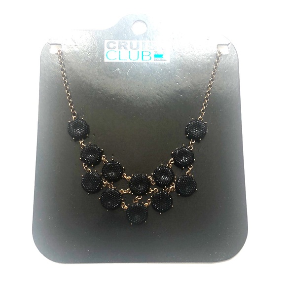 Cruise Club Statement Necklace Black Gold Bubble - Picture 4 of 5